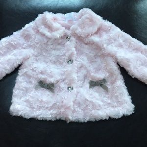 Light pink faux fur baby girl jacket with bling!
